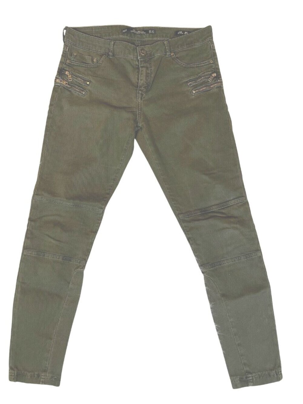 Leara Woman Jeans Army Green Sz 6 Denim Zippers Military Slim Fit Skinny